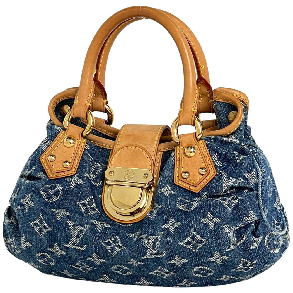 Louis Vuitton Pleaty Handbag Monogram Denim Blue